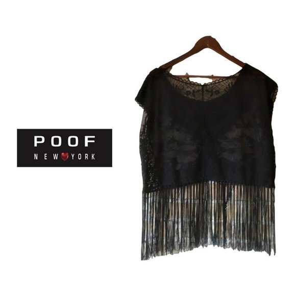 Lace Crop Top with Fringe by Poof! Apparel - Picture 1 of 5